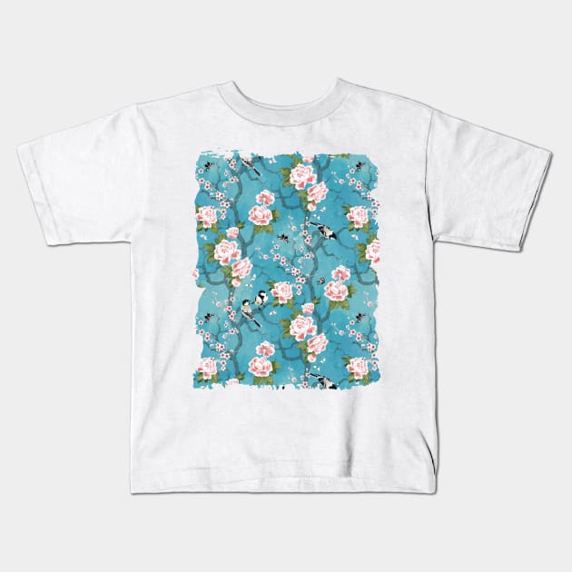 Chinoiserie birds Kids T-Shirt by adenaJ